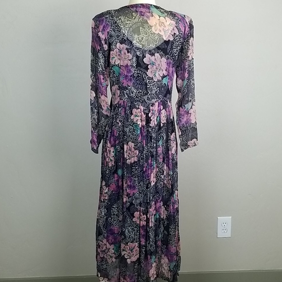 Nostalgia Floral Maxi Dress - Black and Purple - Picture 5 of 6